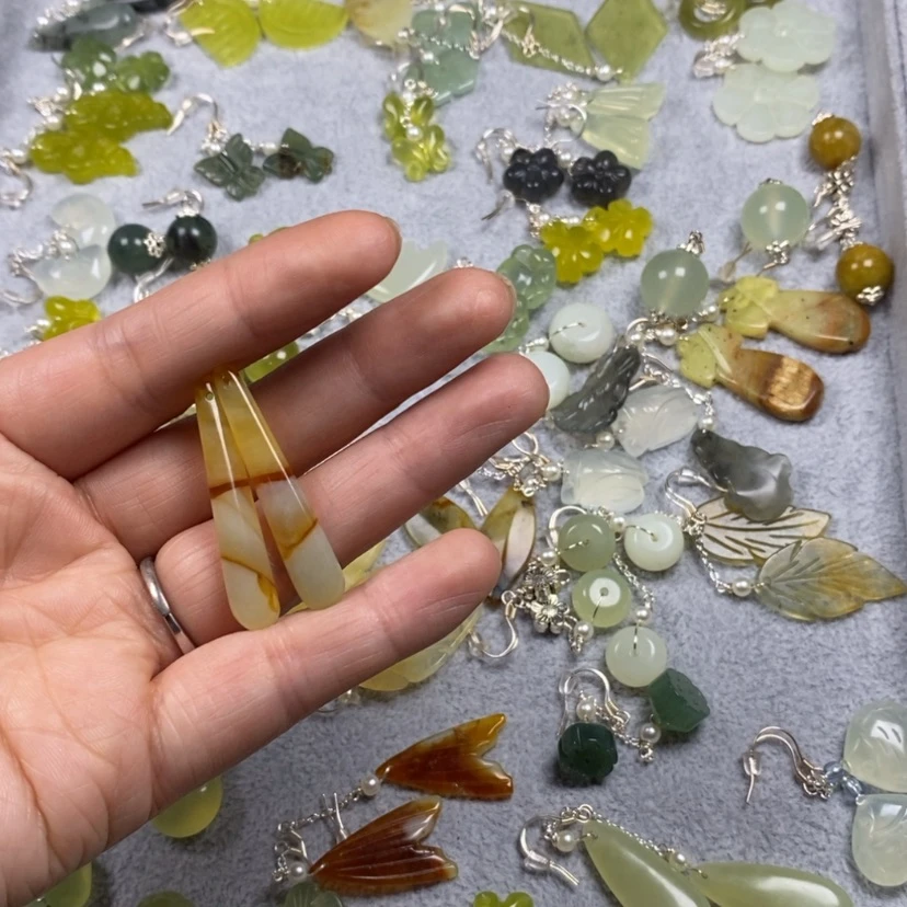 【闪购商品】蛇纹石玉挂件耳饰耳环项链未镶嵌蓝**云