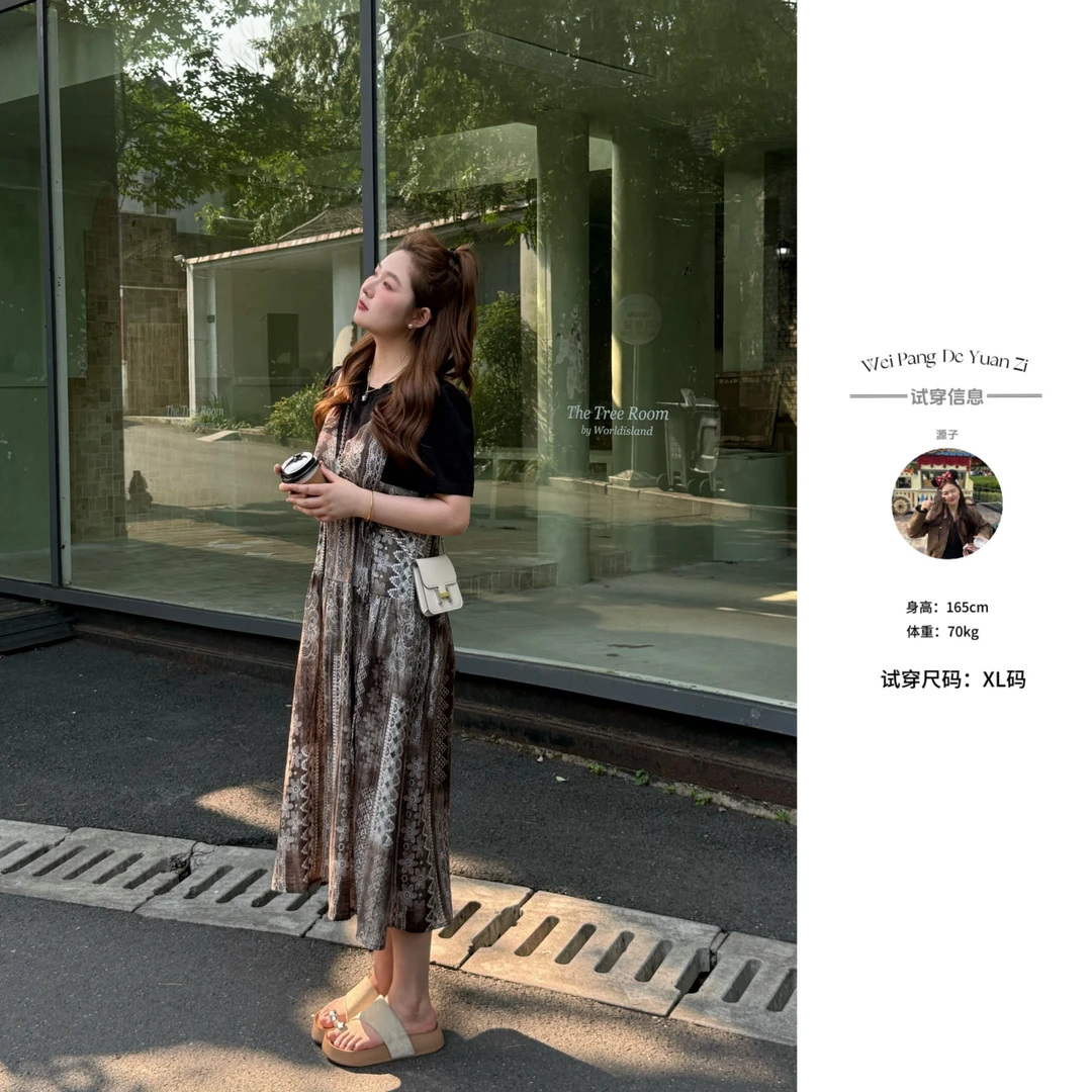 楠序【西西里海岛】源子微胖女装 2025年夏休闲假两件连衣裙YZ36532