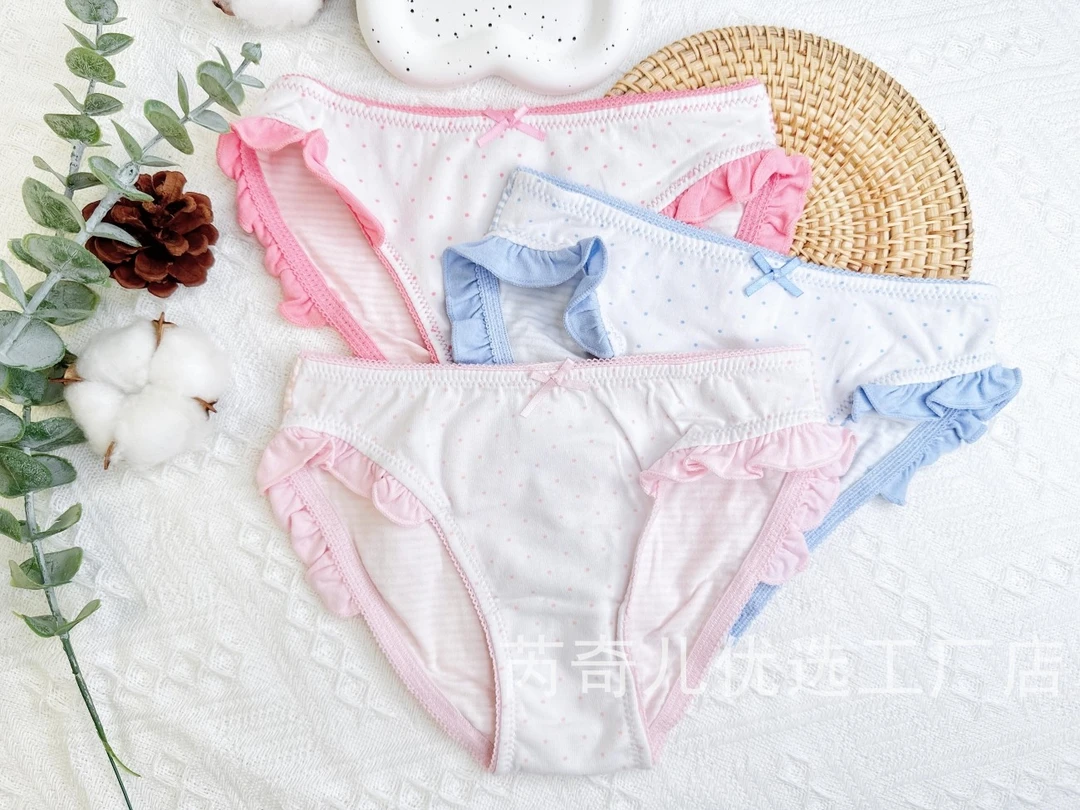 Z家波点木耳边波点三角裤女童三角内裤舒适底裤内裤棉学生儿童