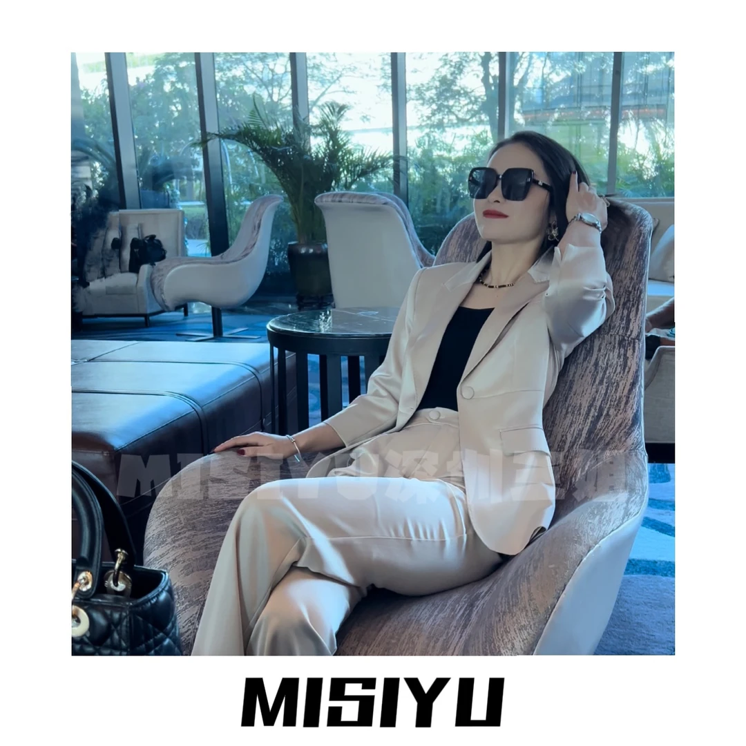 【MISIYU】纯色亮面 2024新品 轻奢气质时尚显瘦西装套装JP23178