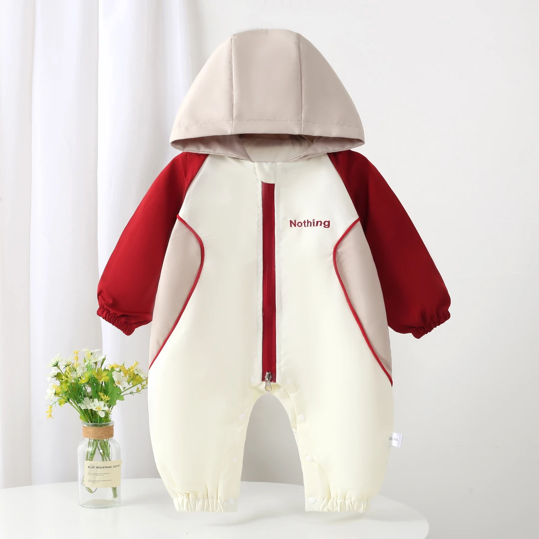 字母拼色长袖冲锋衣