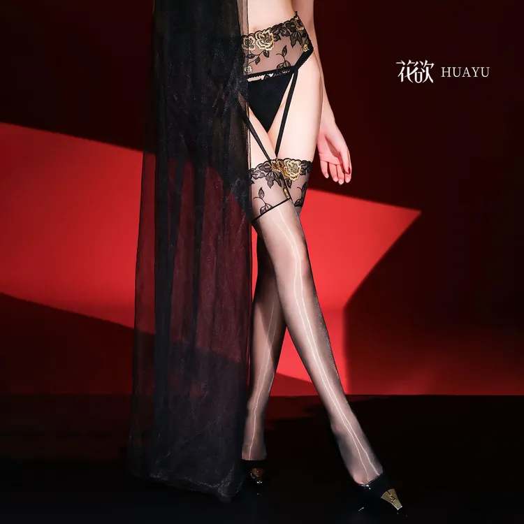 性感黑丝丝袜女款禁欲系丝袜吊带一体丝袜极光黑色长筒袜夏季薄款