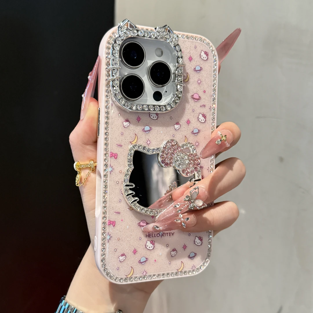 全包边镶钻满屏KT猫可爱风适用苹果16手机壳15promax卡通14/13新