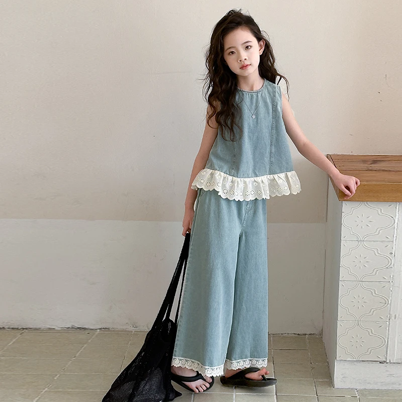 牛仔套装女童夏薄款2025新款儿童韩系穿搭女孩大童夏季巨好看衣服