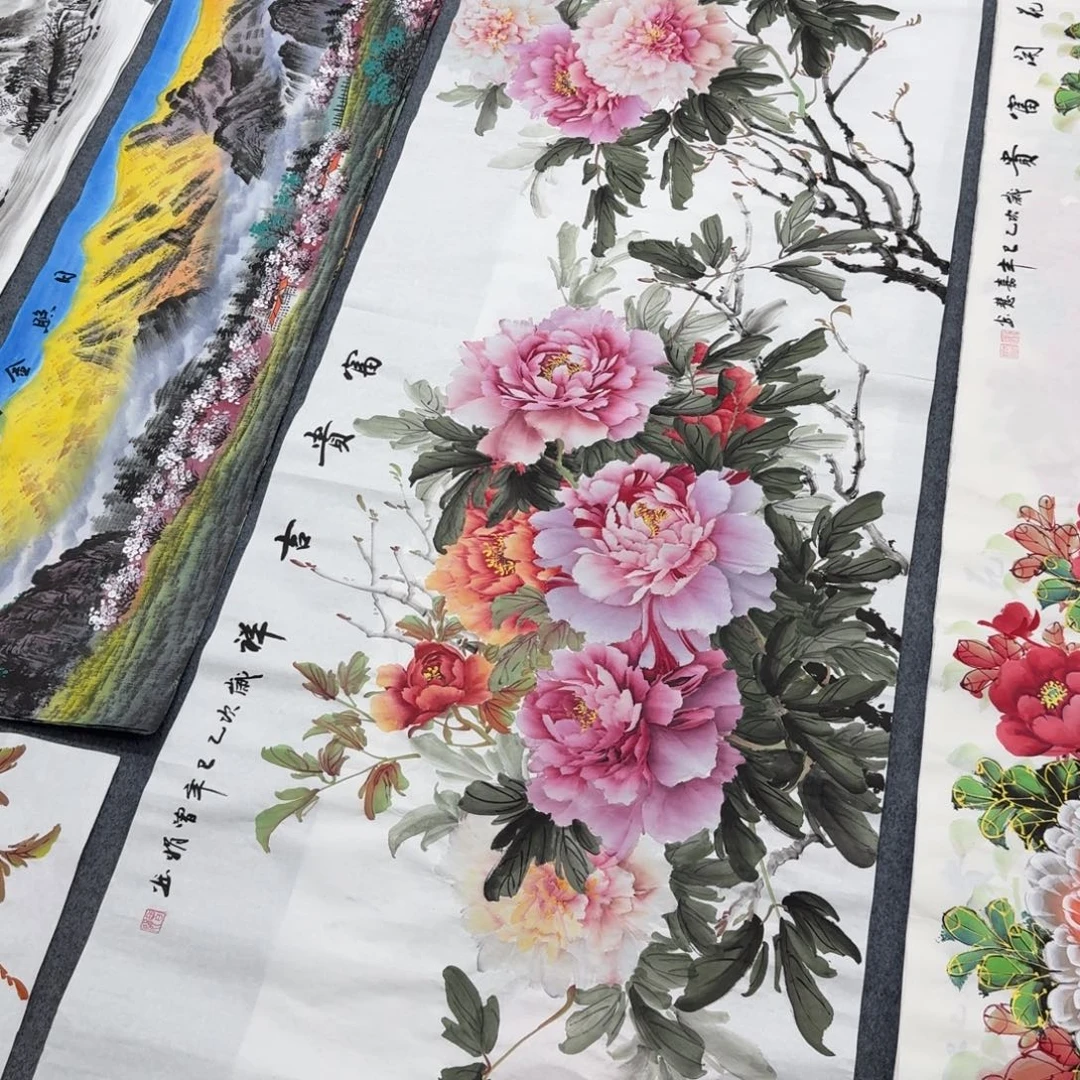 幸***生国画尺寸70X180纯手绘作品