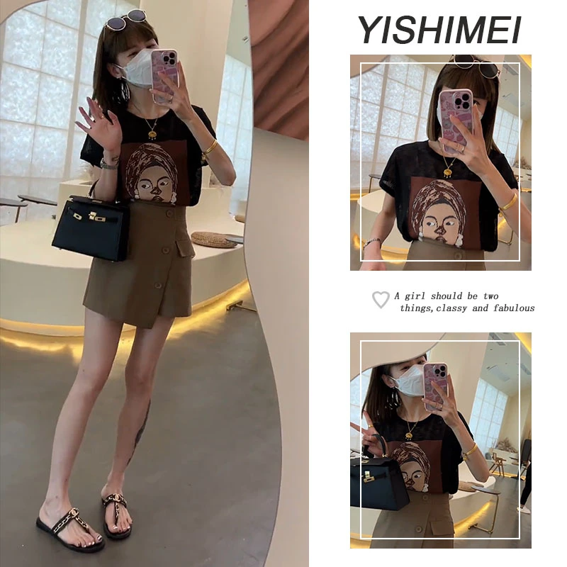 夏季温柔系穿搭一整套女2025新款韩版气质简约百搭上衣短裙两件套