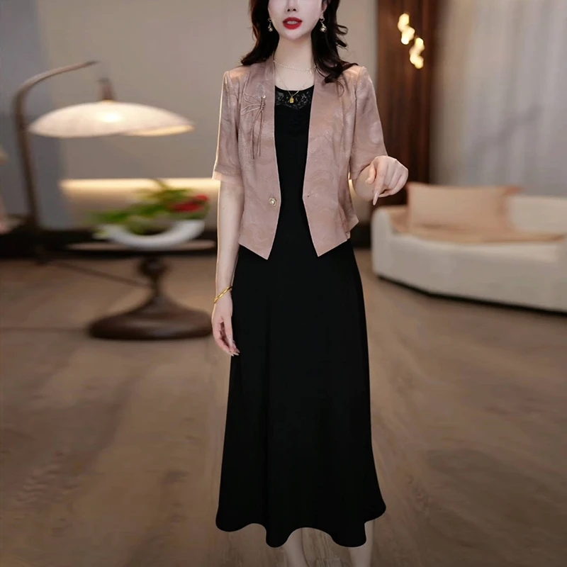 春夏季轻奢气质裙子套装女新款爆款洋气时尚休闲显瘦两件套连衣裙