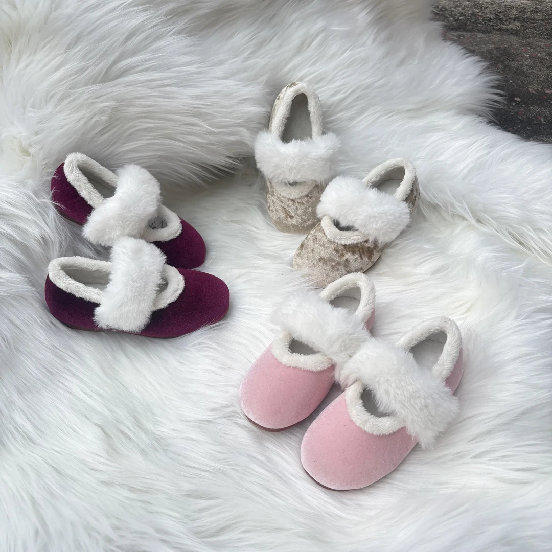 duoremi圆头保暖25aw41风魔术贴单鞋毛球毛绒女童时尚冬季宝宝