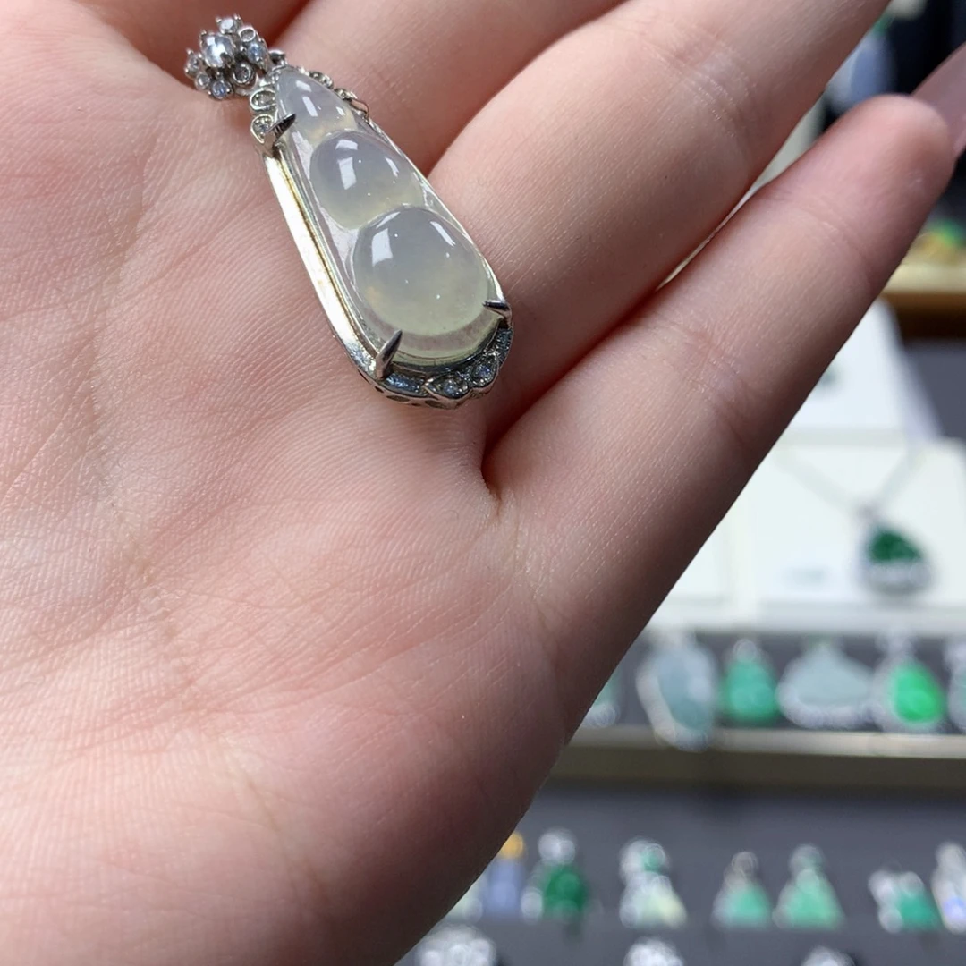 银S925镶嵌挂件翡翠