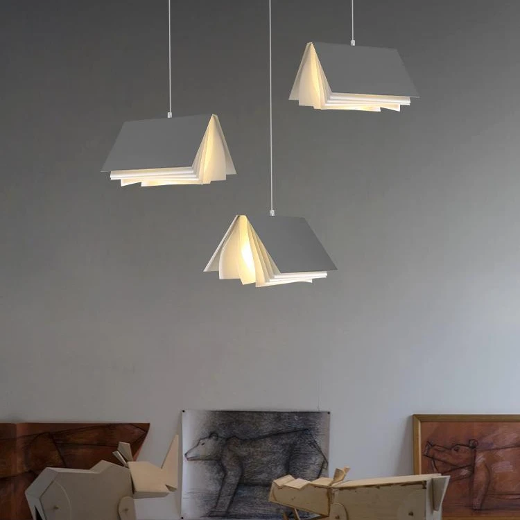 现代简约书店餐厅创意书本艺术灯北欧图书馆幼儿园彩色马卡龙吊灯