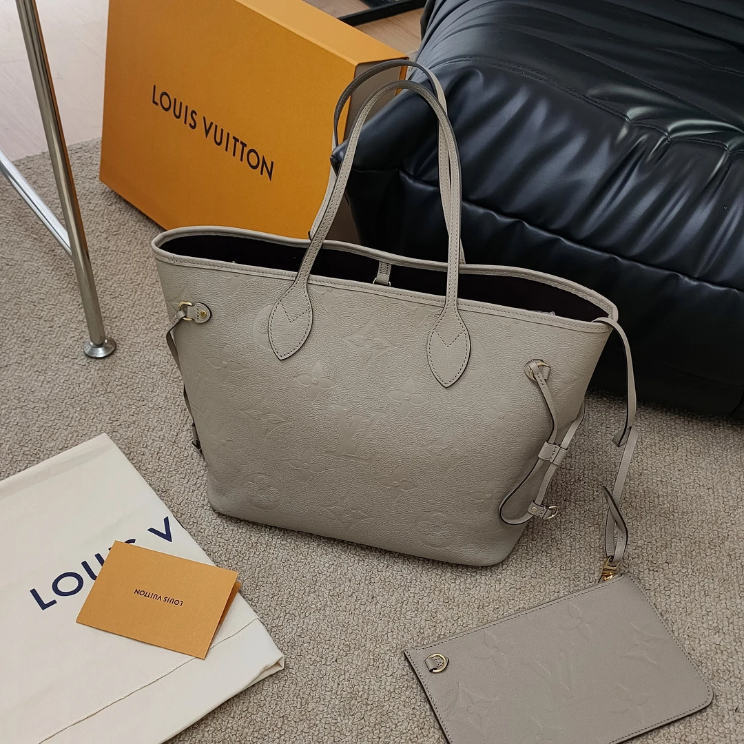 95新 LouisVuitton/路易威登 大象灰neverfull中号单肩包 43620