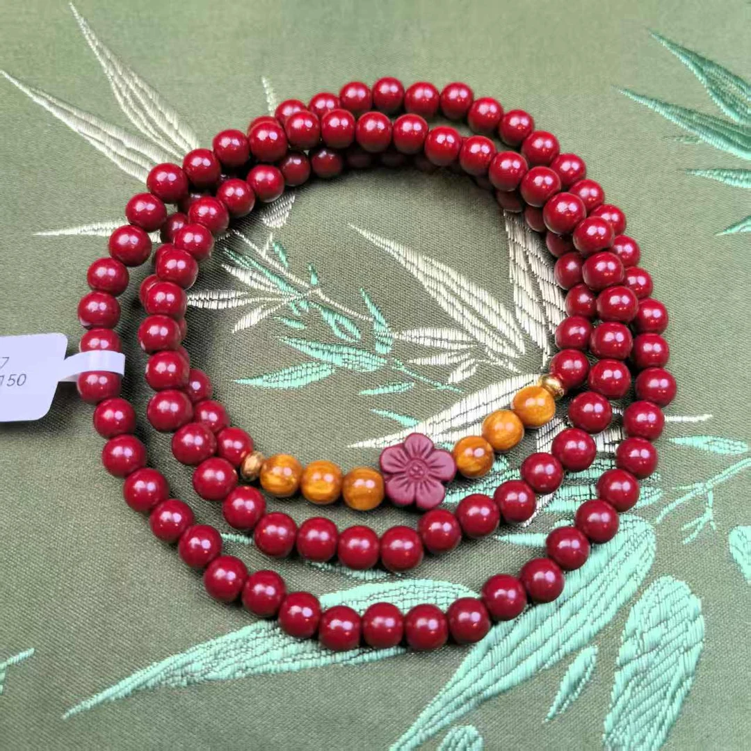 含辰砂工艺品含辰砂工艺品含辰砂工艺品S0997-朱砂红花手串（无礼
