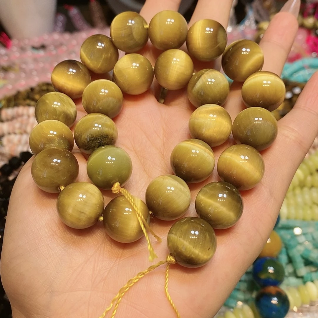 玛瑙/玉髓散珠天然金虎眼16mm一条