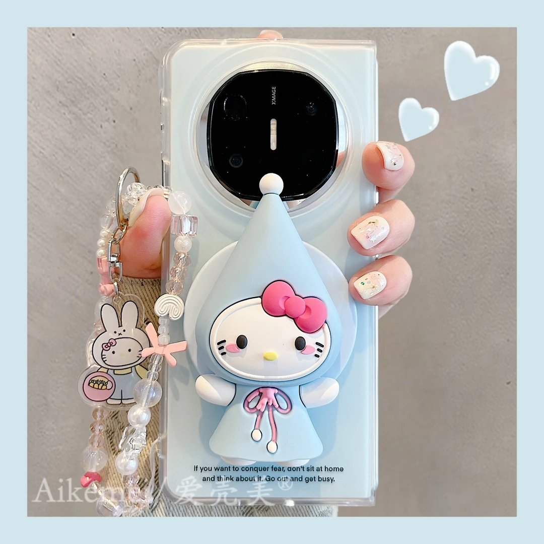 适用华为mateX6折叠屏手机壳MateX5典藏版蓝色高帽kt猫X3磁吸支架