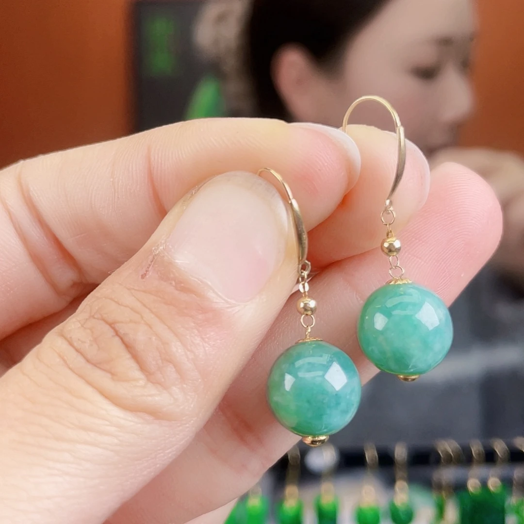 翡翠18K金镶嵌耳饰