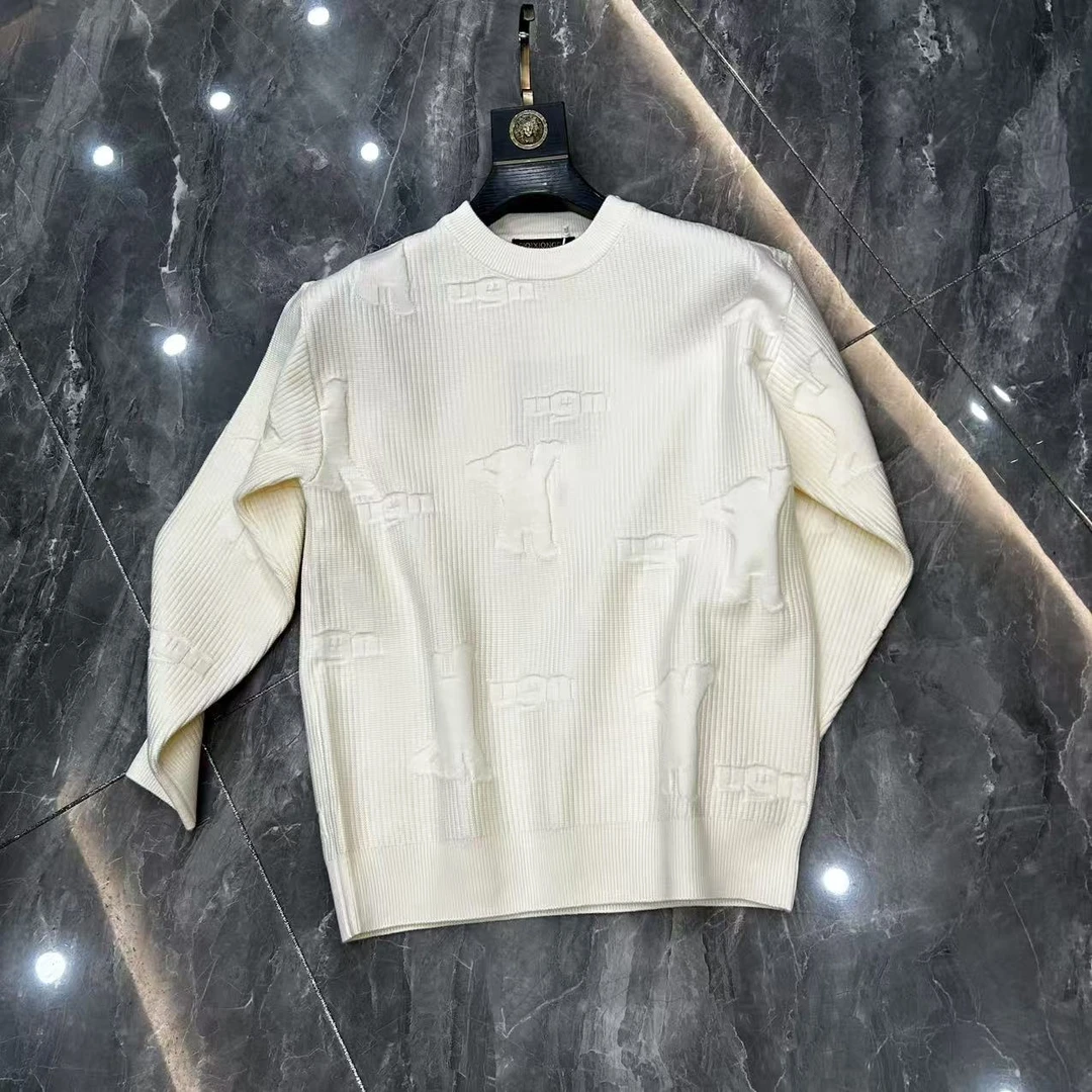 男士秋冬轻奢长袖圆领百搭潮流时尚提花针织毛衣-1131