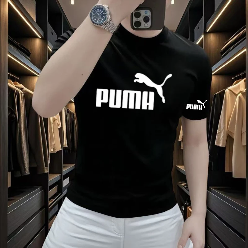 欧洲站潮牌时尚字母印花短袖t恤男生修身百搭半袖上衣港风体恤夏