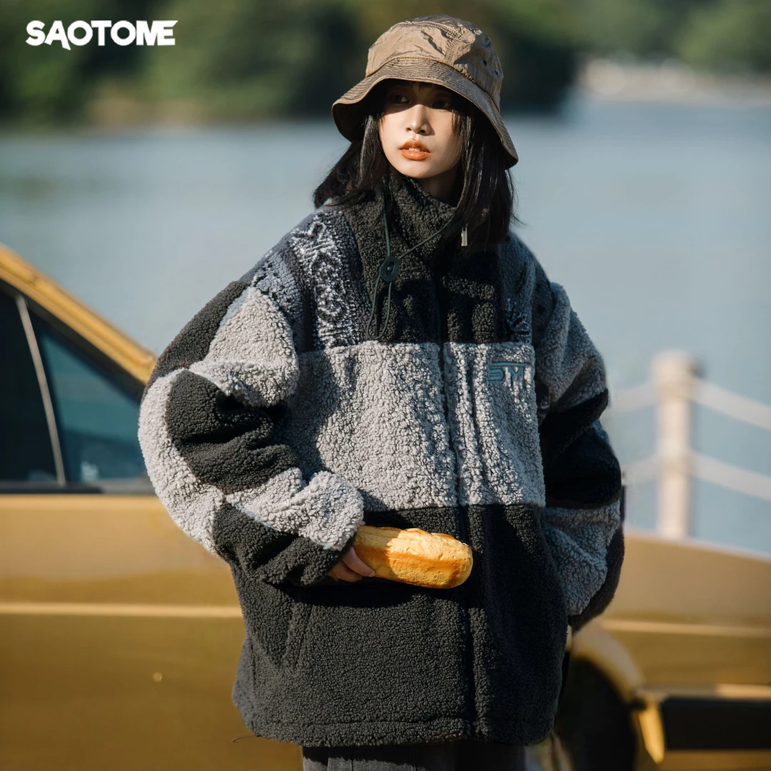 早乙女惠子saotome 日系潮牌街头宽松腰果花立领0059