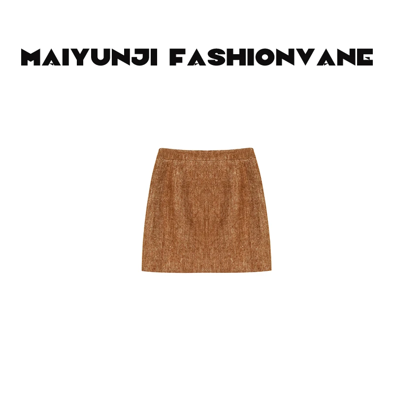 【XINMO买手店】秋冬简约百搭复古A字包臀绵羊毛半身裙女C12092509