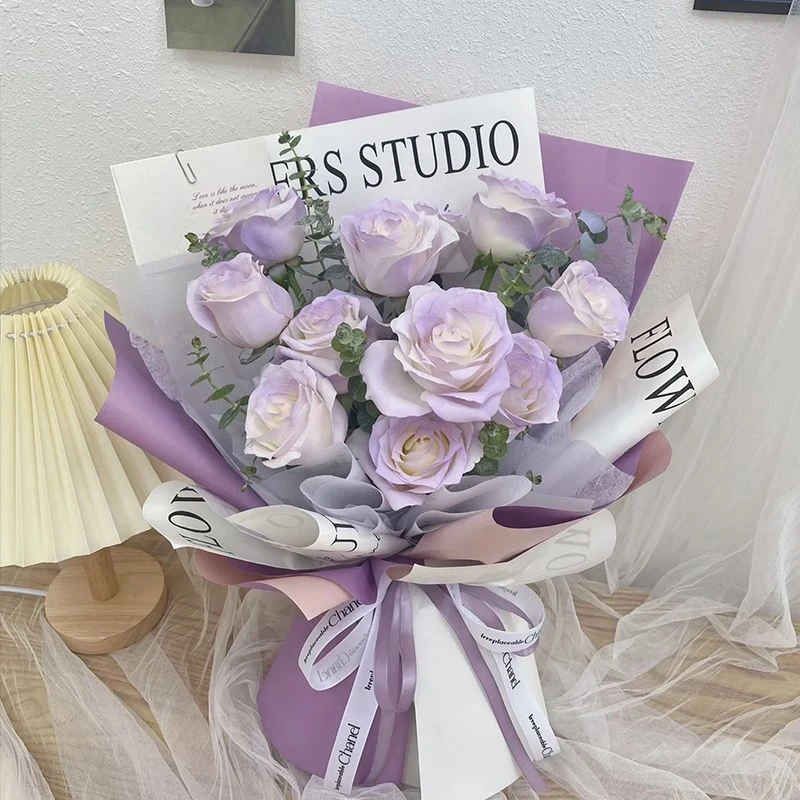 【莫奈的油画】11枝薄雾紫玫瑰鲜花花束喷色玫瑰网红花束花店鲜花同城送花上门生日祝福鲜花礼物