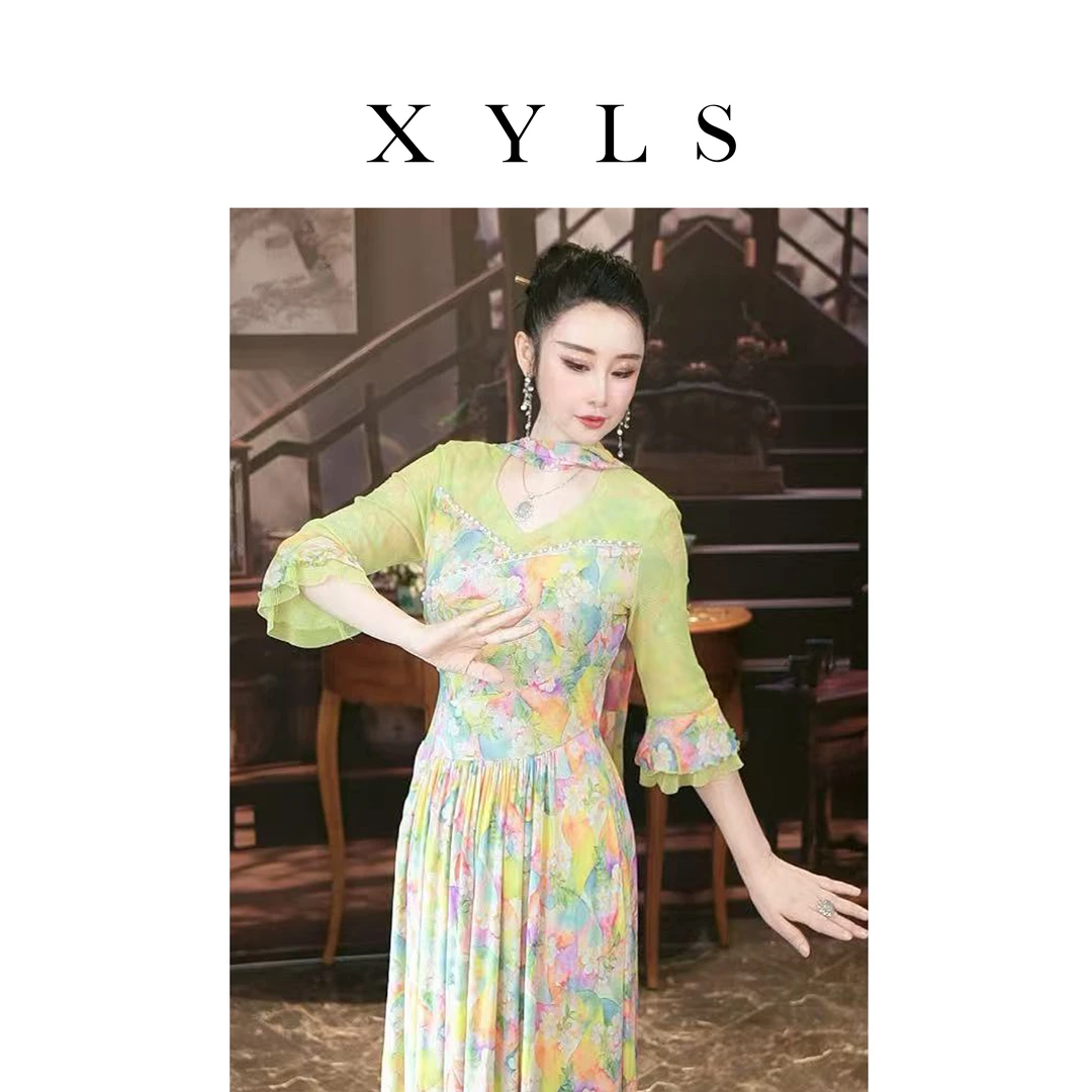 女装连衣裙弹力印花T006613