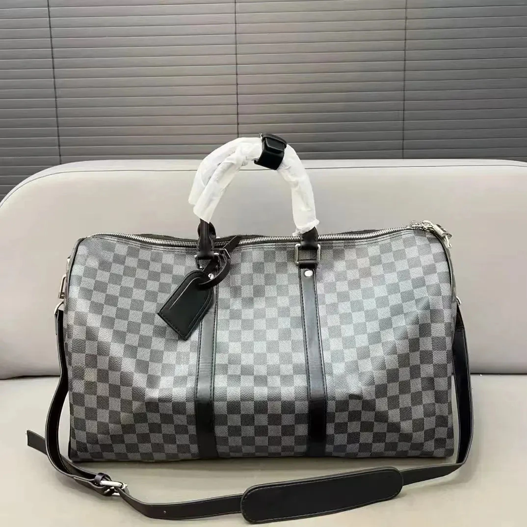 2025时尚棋盘格旅行包45-50cm