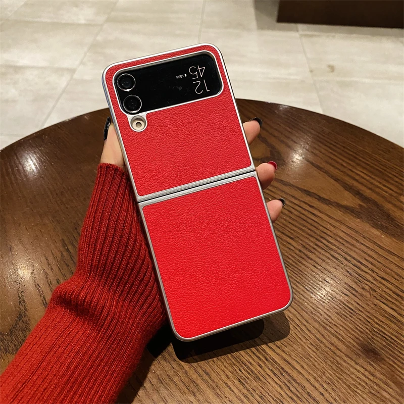 适用于三星zflip4手机壳新年红荔枝纹款式zflip3通用保护外壳潮流