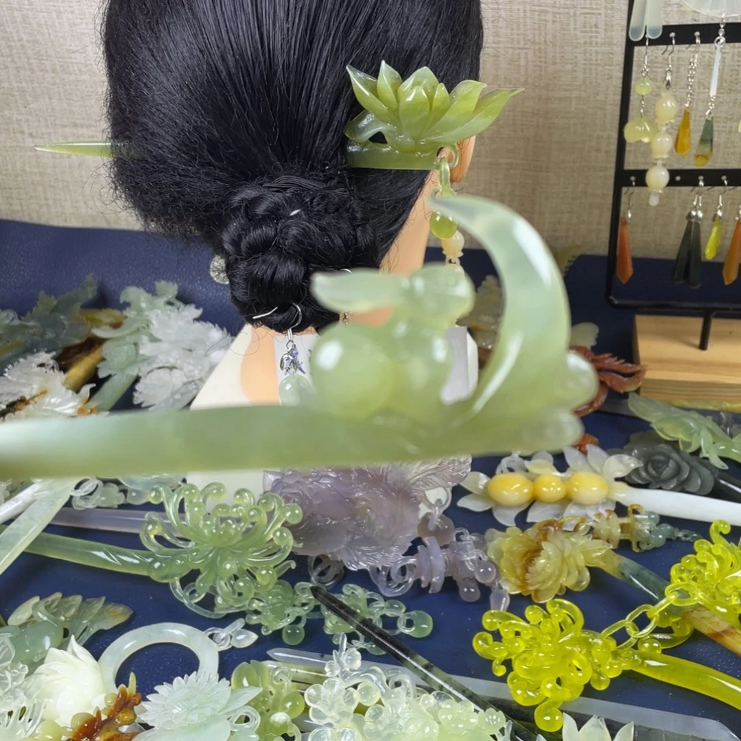 蛇纹石玉未镶嵌发饰