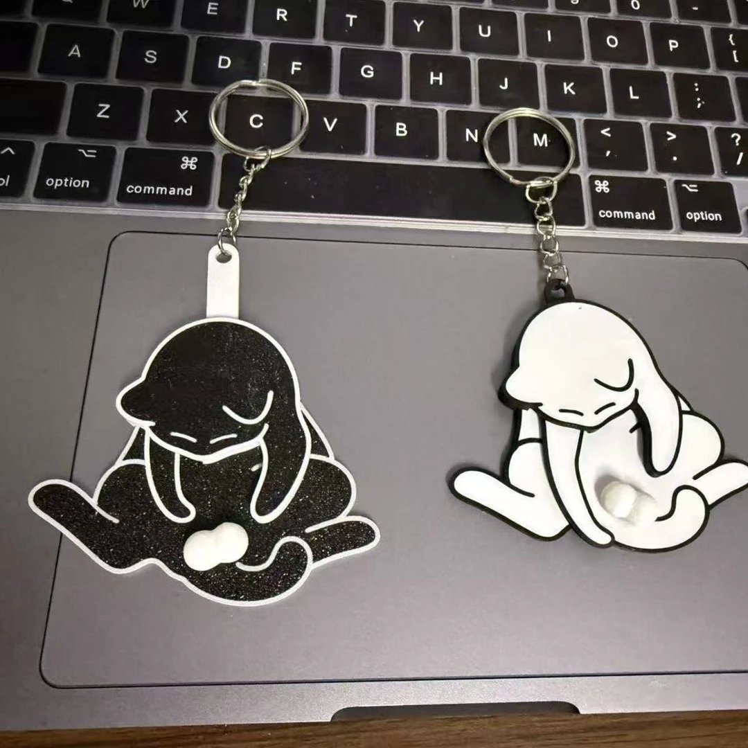 七夕捣蛋猫钥匙扣创意搞怪送情侣闺蜜生日礼物可旋转亚克力包挂件