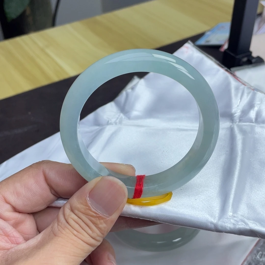 翡翠未镶嵌手镯57.5糯冰晴水种老起胶起莹