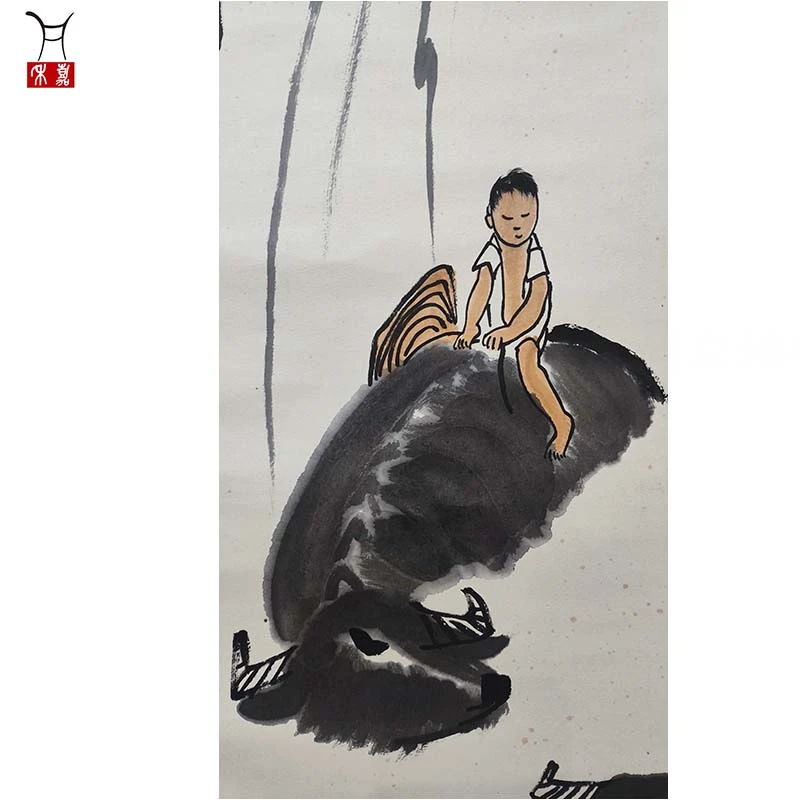 V1023牧牛图立轴45x69/2.7平尺