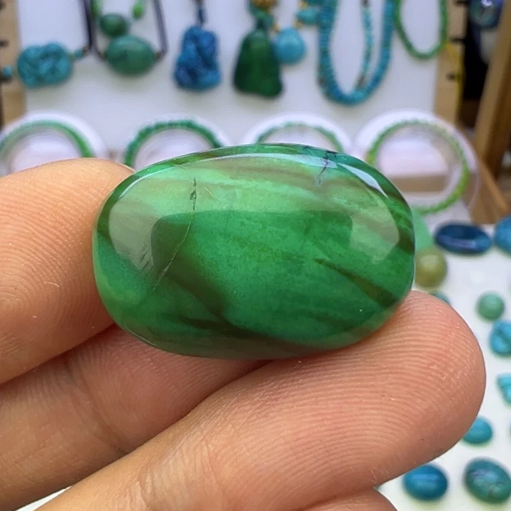 云盖高瓷绿水波纹枣珠