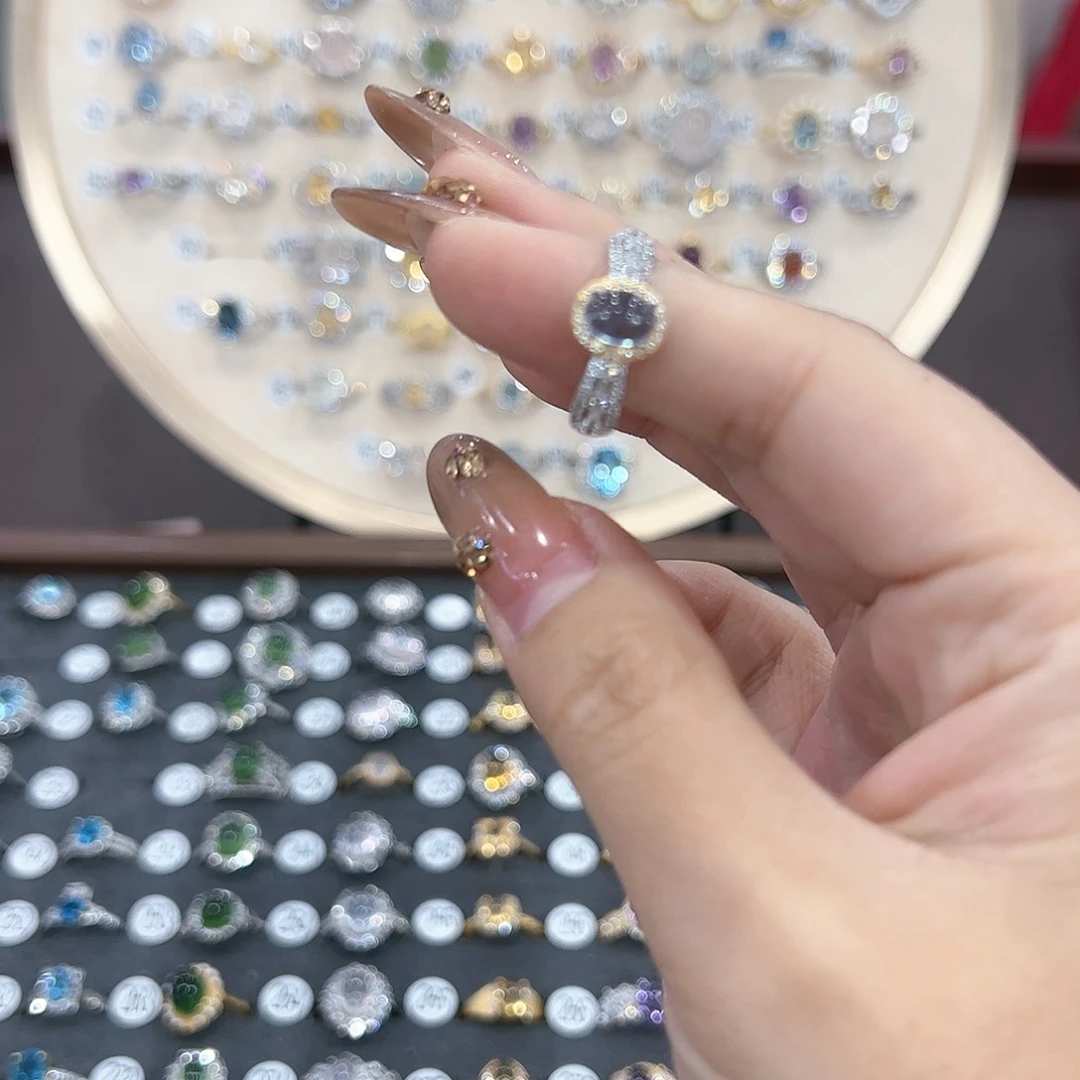 蛇纹石玉戒指银S925镶嵌晴****记