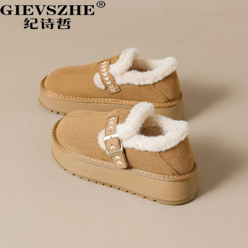 纪诗哲女靴时尚雪地靴女冬季新款休闲百搭加绒保暖短靴女款棉靴