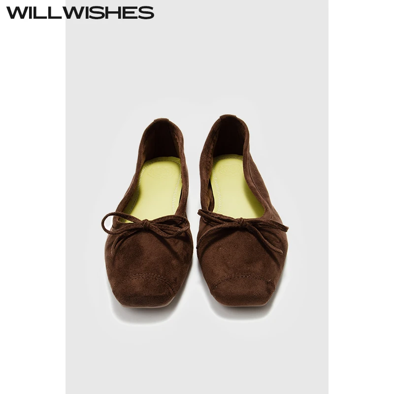 WILLWISHES/王玎女鞋2025年春季新款小香风复古浅口平底芭蕾单鞋