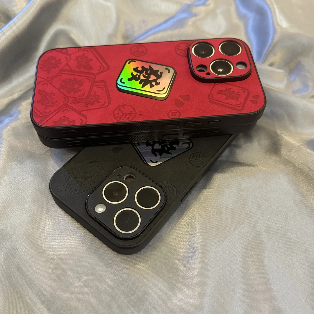 翻毛耐脏新年红镭射文字适用苹果16Promax手机壳iPhone15新款14發