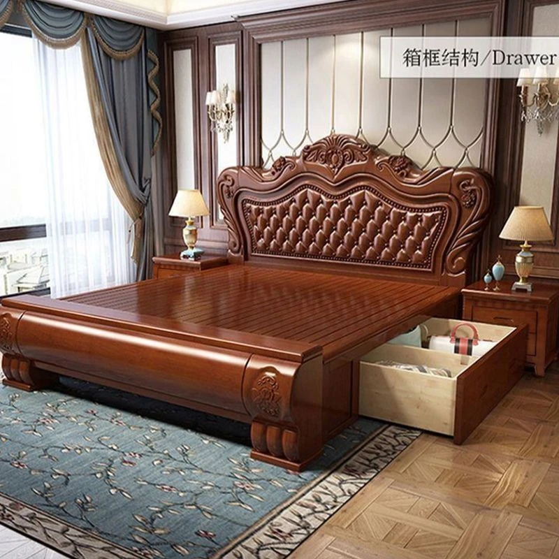 欧式实木床1.8米婚床1.5米奢华雕花公主床主卧大床高箱储物床家用