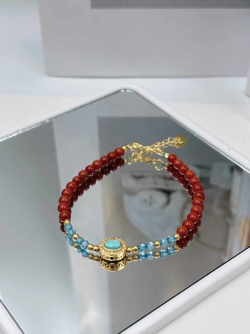 南红圆牌延长手链