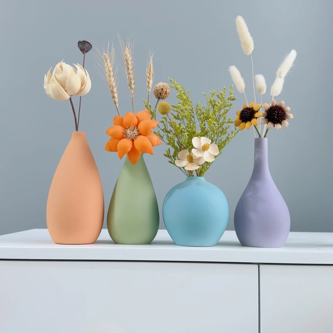 摆件陶瓷花瓶摆件含花总高约20-30cm