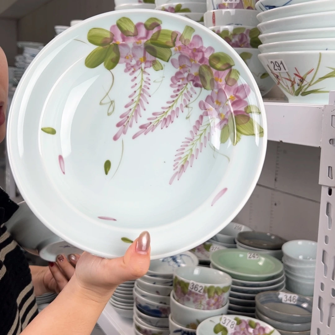 中瑕手绘9寸草帽盘（单只装随机图案）