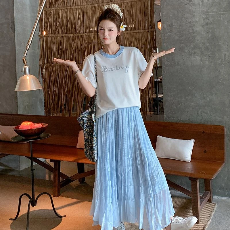 巨好看的夏装套装法式气质2025新款泡泡袖上衣收腰半身裙两件套女