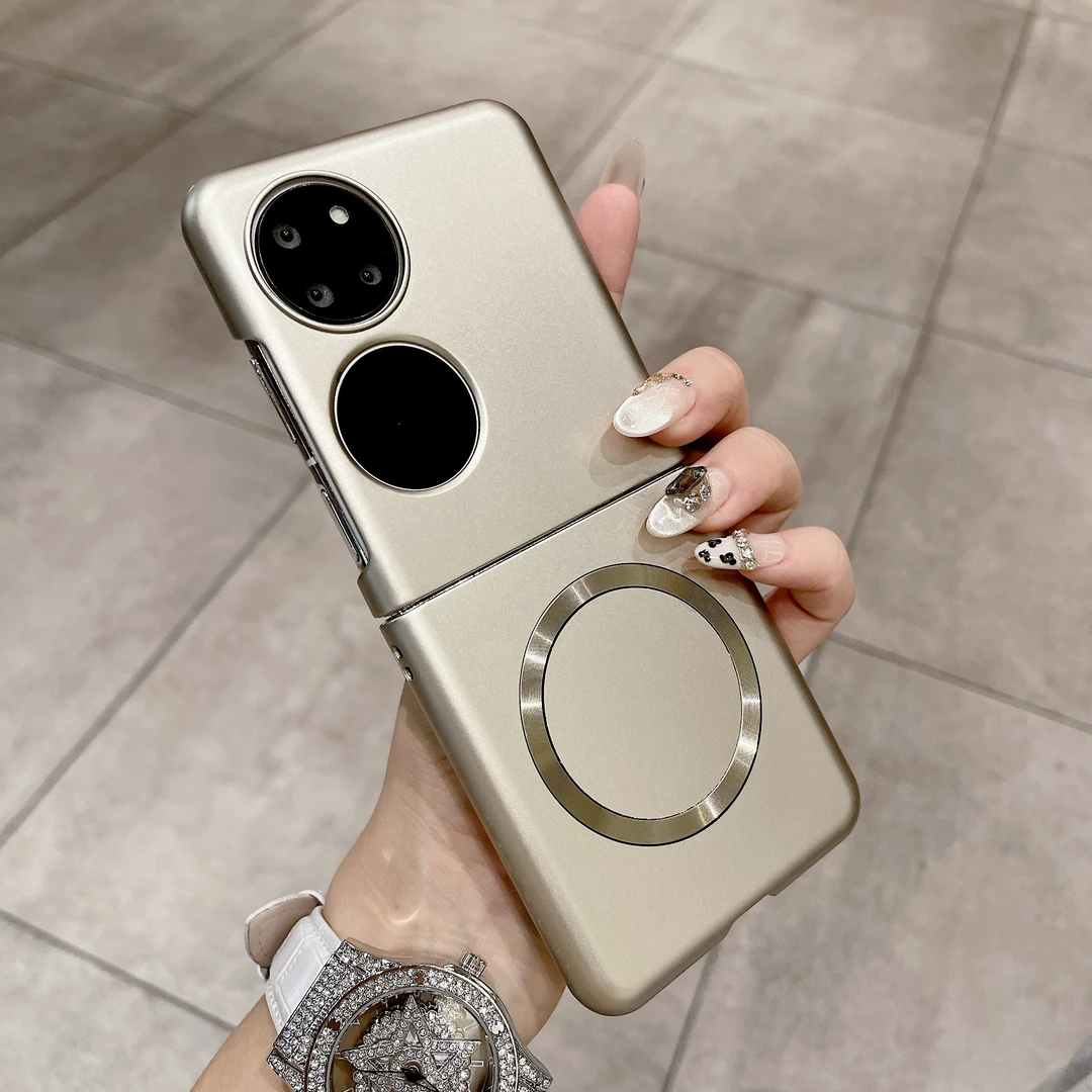 适用华为P50 pocket折叠手机壳烤漆全包磁吸手机壳男女防摔磨砂壳