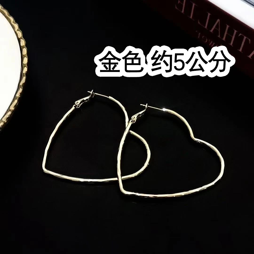 铜合金耳饰 c92丽银【5公分爱心耳圈】小众气质女神圈圈耳饰5061