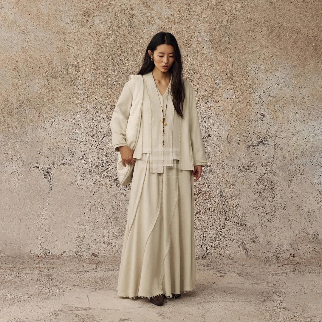 CatalpaLew「赤褶」墟生美学凝固的地质撕裂毛边上衣#C53564