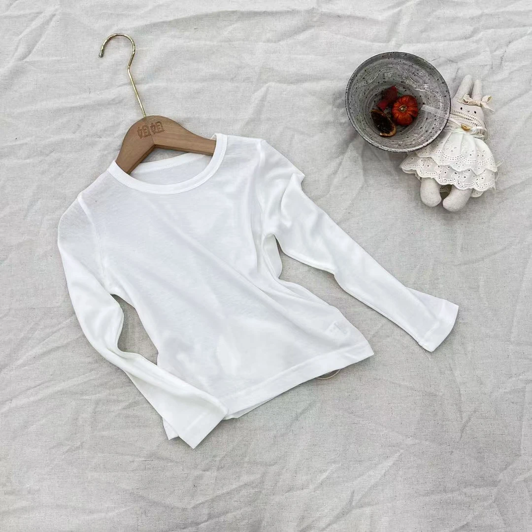 〖姐姐家〗2025春款萌娃穿搭纯白色打底衫5706-1 bt6049