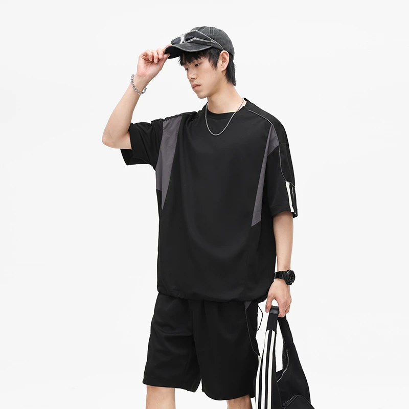 夏季时尚百搭运动休闲圆领套装18549