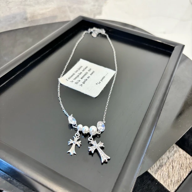 铜合金项链 双十字zz项链XL2861