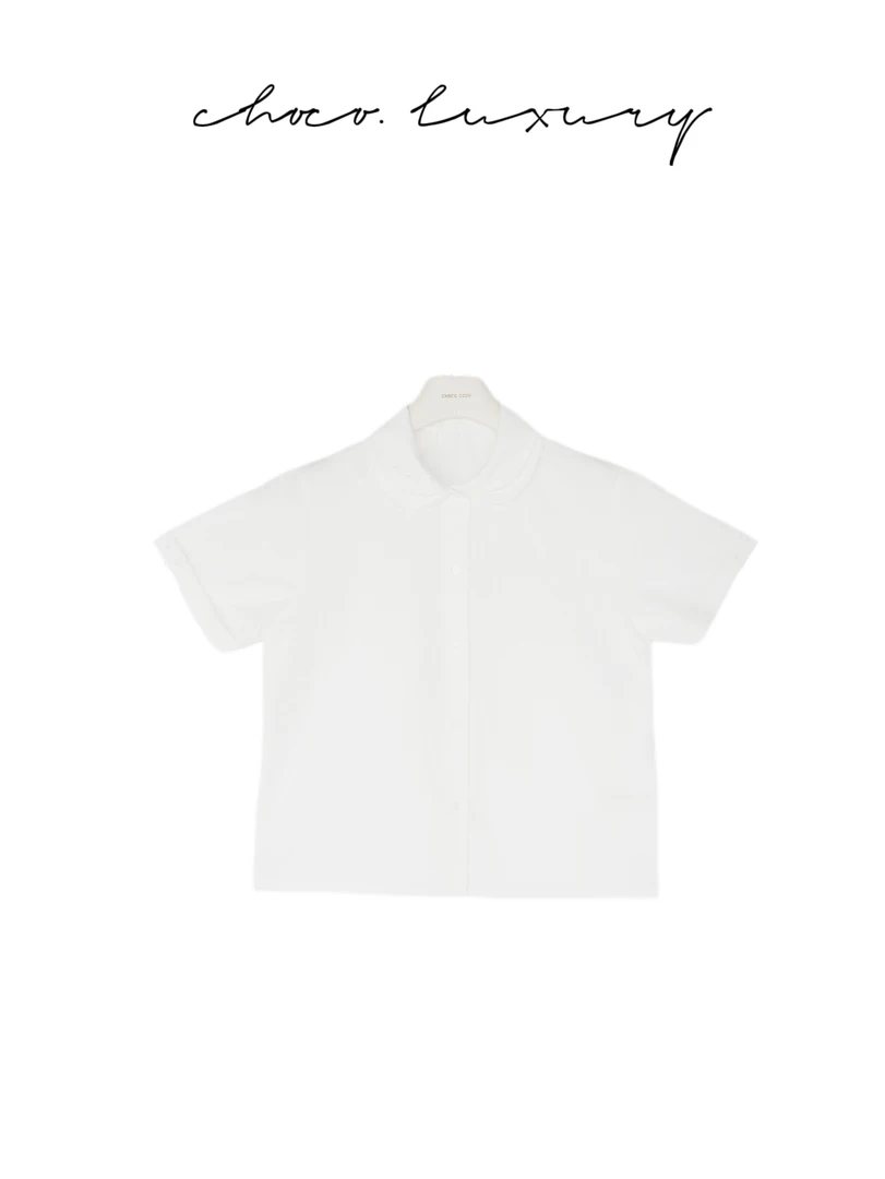 CHOCO【我的女孩】小众设计师减龄花边领短袖衬衫 C1138
