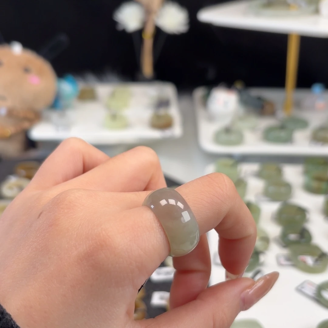 和田玉未镶嵌戒指o53一口紫墩墩17.1