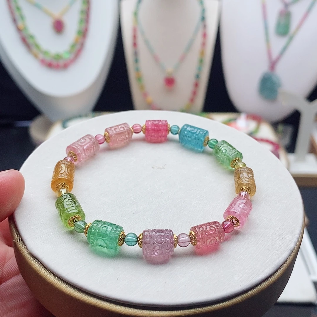 清***徐18K金镶嵌碧玺手链碧玺手链